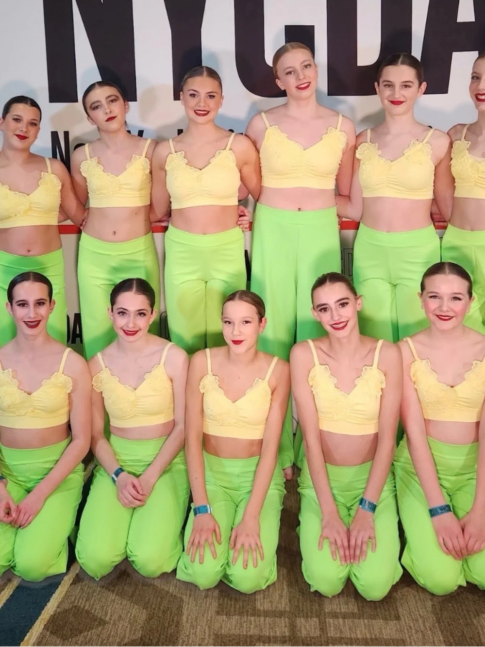 Dance Costume - Lime Green Pants with Yellow Floral Crop Top